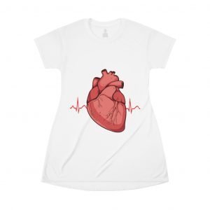 The All Over Premium Heart-Beat White T-Shirt Dress